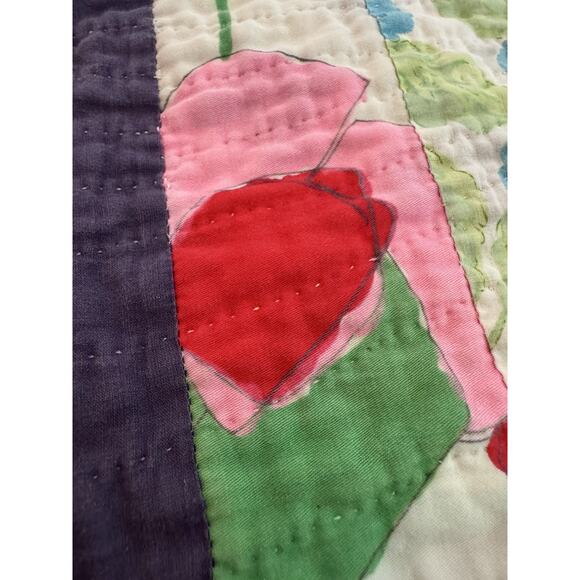 Vintage Hand Quilted Log Cabin Housetop Quilt Concentric Squares Abstract 6x7 - Picture 5 of 16